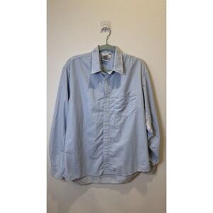 Solumbra Shirt Mens Medium Blue Striped Button Up Long Sleeve Vented Mesh